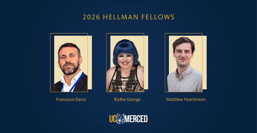 Head shots of the three selected Hellman Fellows