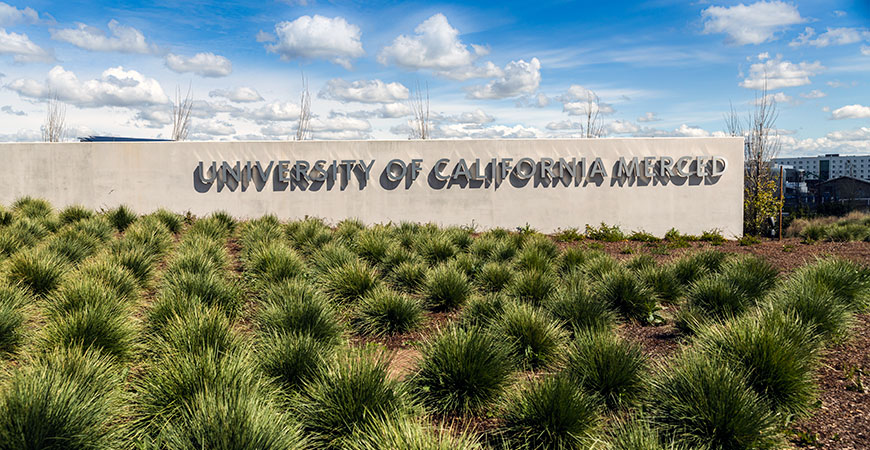 The sign reads University of California, Merced